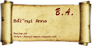 Bényi Anna névjegykártya