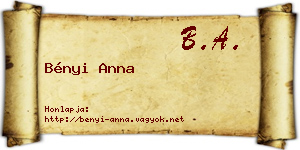 Bényi Anna névjegykártya