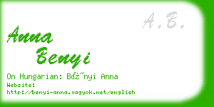 anna benyi business card